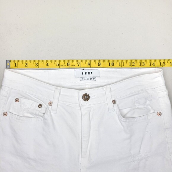 Pistola High Rise Bootcut Raw Hem Jeans White Denim Women's Size 27 distressed - Picture 5 of 13